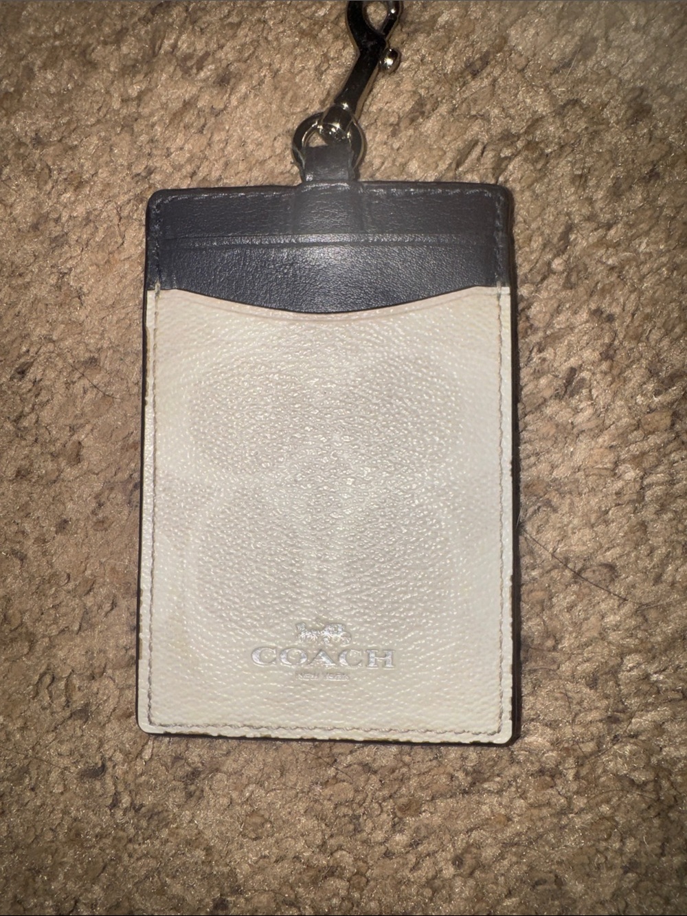 Coach Two-Tone Leather ID Badge Holder — White and Black